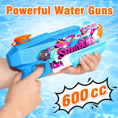 Water Gun for Adults Kids: 600CC 4 Pack Squirt Blasters Super Water Guns for Adults Kids,Water Gun Outdoor Toys High Capacity Summer Soaker for Swimming Pool Beach Fighting, Long Shooting Distance