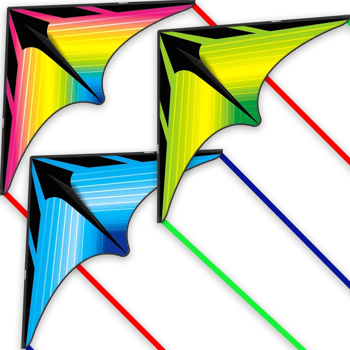 3 Piece Set Delta Kites for Kids & Adults,Easy to Fly Kite with Classic Triangle,Perfect Kites for Family Trip, Excellent Outdoor Activity and Games Toys, Best Choice for Beginners.(Delta, 3)