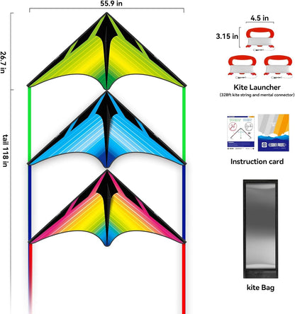 3 Piece Set Delta Kites for Kids & Adults,Easy to Fly Kite with Classic Triangle,Perfect Kites for Family Trip, Excellent Outdoor Activity and Games Toys, Best Choice for Beginners.(Delta, 3)