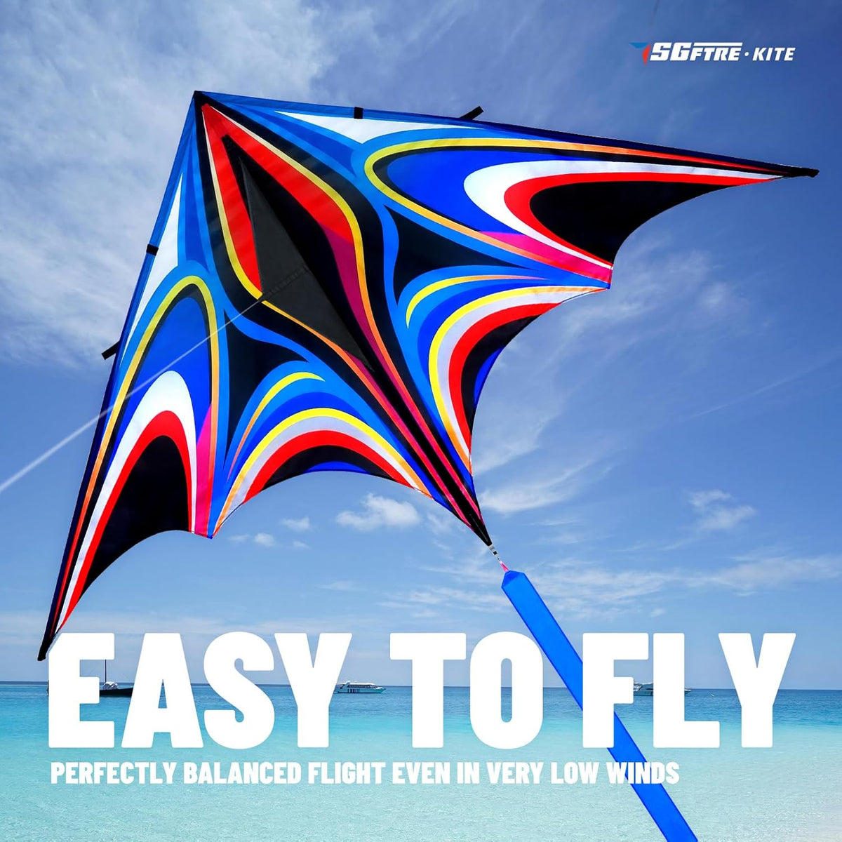 SGftre Delta Kite for Kids & Adults，Extremely Easy to Fly for Beginners，Kites for Beach Trip Park Family Outdoor Activities