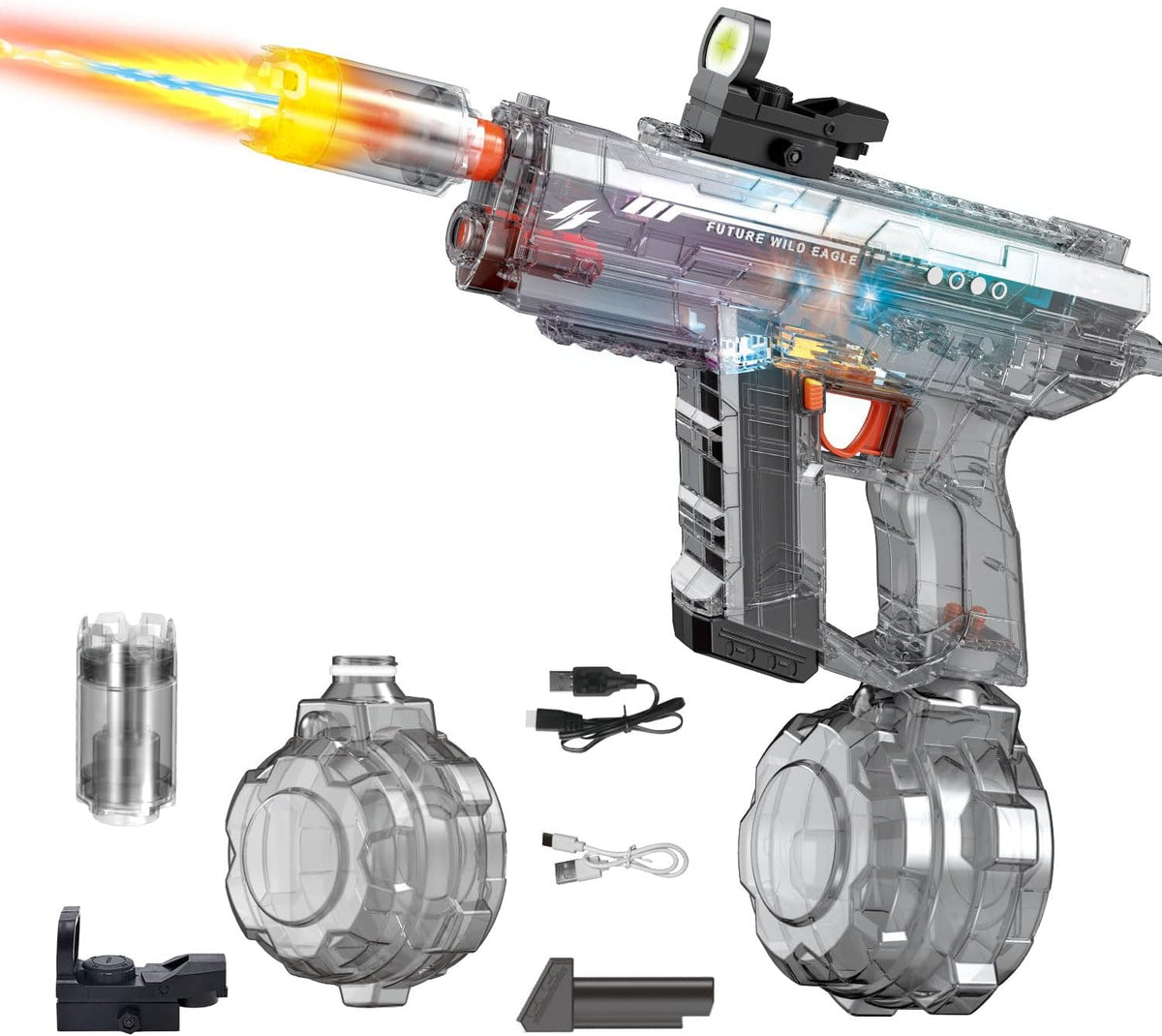 2 Pack Electric Water Gun for Adults Kids: Light Up Automatic Squirt Guns, 26-32FT Long Range, 800CC Capacity, Summer Outdoor Pool Games for Ages 8-12, Beach Backyard Party Toys Gift Boys