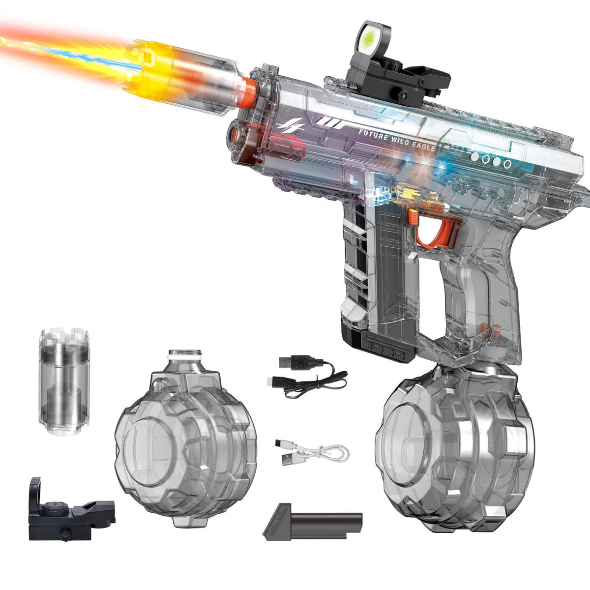 2 Pack Electric Water Gun for Adults Kids: Light Up Automatic Squirt Guns, 26-32FT Long Range, 800CC Capacity, Summer Outdoor Pool Games for Ages 8-12, Beach Backyard Party Toys Gift Boys