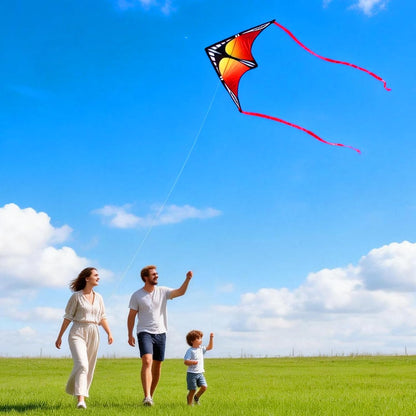 Large Kite for Kids & Adults, Easy to Fly Single Line for Kids Ages 4-8 & 8-12, Comes with 300 FT Kite String Handle