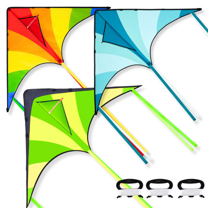 JOYIN 3 Packs Large Delta Kite Gradient Rainbow, Easy to Fly Huge for Kids and Adults, Large Delta Beach Kite for Outdoor Games and Activities