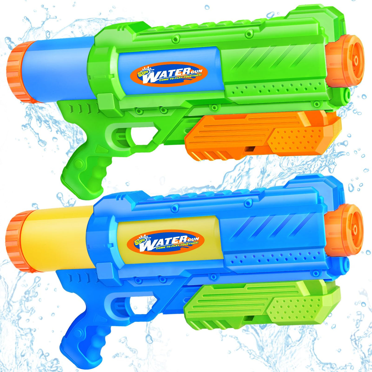 Super Water Gun for Kids Adults: 2 Pack - 1200CC Water Toy Gun Super Water Squirt Blaster Soaker Long Range High Capacity Swimming Pool Beach Outdoor Summer Fun Party Games, Gifts for Boys and Girls