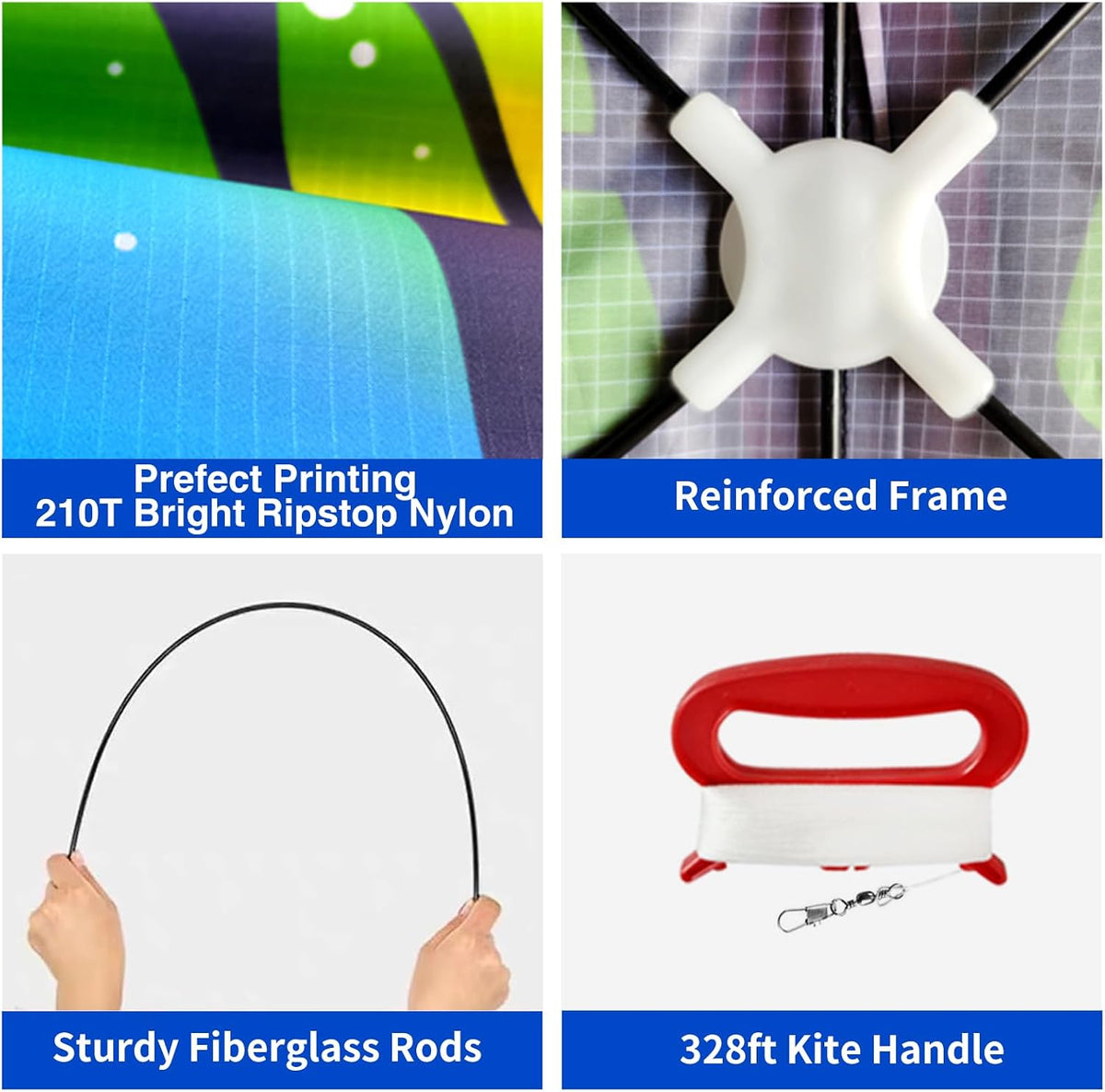 Large Beach Kite and Reel Winder with 650ft String for Kids and Adults, Single Line Kite, Extremely Easy to Fly for Beginners