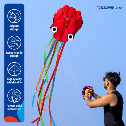SGftre 3 Piece Set Butterfly Delta Octopus Kites for Kids and Adults，Easy to Fly for Outdoor Adults Children Line Kite for Kids Toy (Gradient Grassland Rainbow+Octopus Red+Blue Dreamy Butterfly, 3)