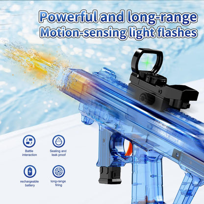 Electric Water Gun for Kids Adults, Automatic Squirt Gun with LED Light-Up Nozzle & Recoil Action, Large Capacity Tank, 33 FT Long Range,1200mAh Battery,Pool Beach Backyard Summer Toy, Blue