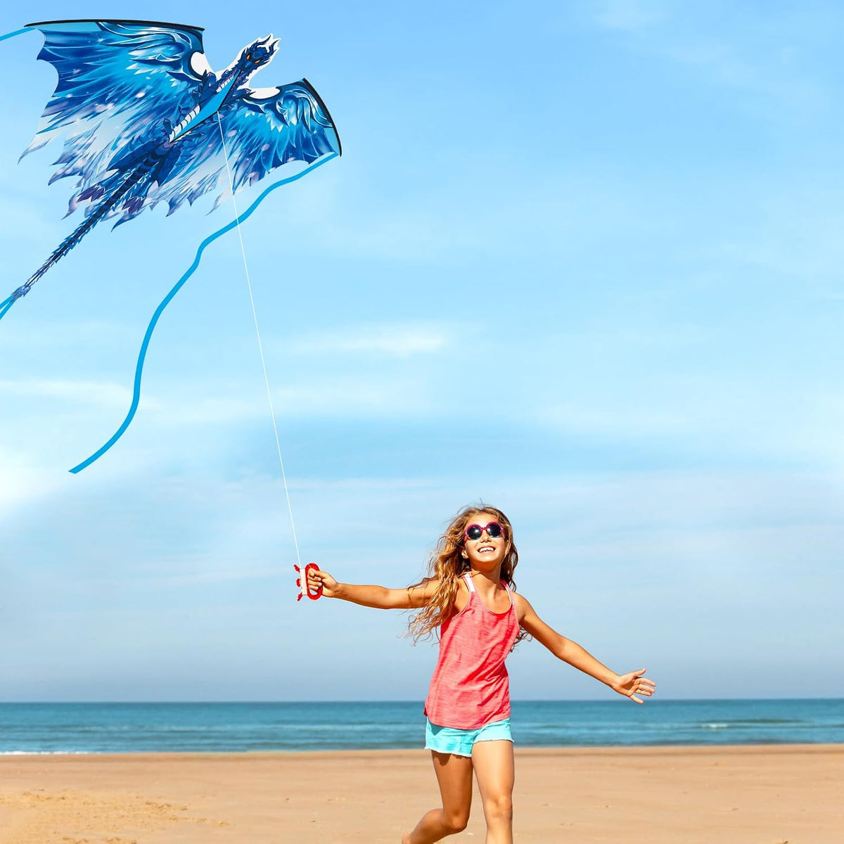 Large Dragon Kite for Kids & Adults, Easy to Fly Outdoor Beach Park Kite