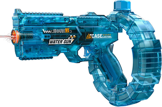 Mechanical Transforming Electric Water Gun - Automatic Water Blaster with Strobe Lights, Long Range & Mechanical Deformation, Outdoor Water Toy Gift Boys Girls (Blue)