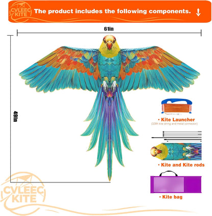 60" Large Bird Kite for Kids & Adults — Realistic Bird Design, Easy to Fly Beginner Kite with Handle & Line, Perfect for Beach Park Backyard Outdoor Fun