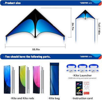 SGftre Delta Kite Three Set for Kids and Adults,Easy to Fly Adult Kites,Perfect Family Kite for Parks and Beach, Delta Kites for Fun Outdoor Activities