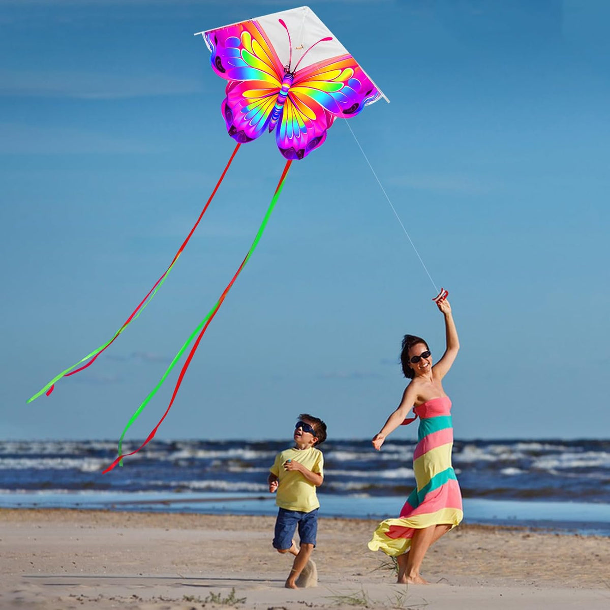 HENGDA KITE 2 Pack Butterfly Kite,for Kids and Adults,Easy to Fly,Excellent Fabric and Structure Design,The Pictures are Beautiful in high Definition,Suitable for Beginners(31x22)