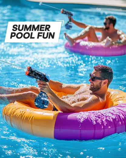 2P Electric Water Pistol with 400 Ammos,Transparent Automatic Squirt Guns High Powered IP67 Waterproof, Bodinator Classic Water Gun Summer Pool Toys for Kid/Aldult