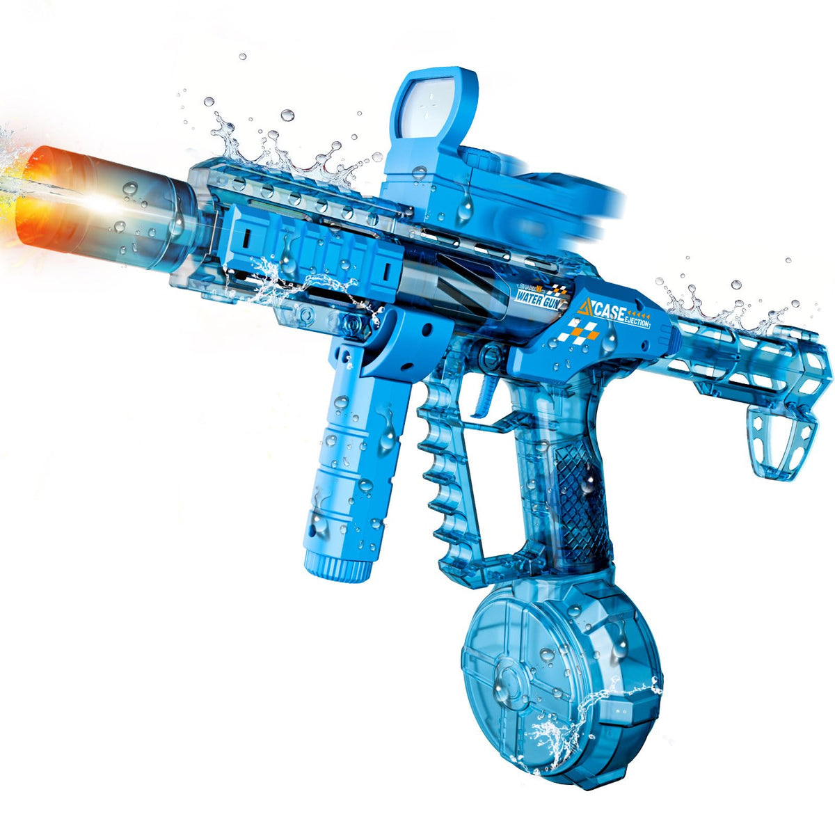 Electric Water Gun for Adults & Kids, Automatic Squirt Gun with 26 FT Range, Flashing Muzzle, USB Rechargeable Battery, 320cc Drum Reservoir, Outdoor Beach Pool Party Toys for Boys Girls