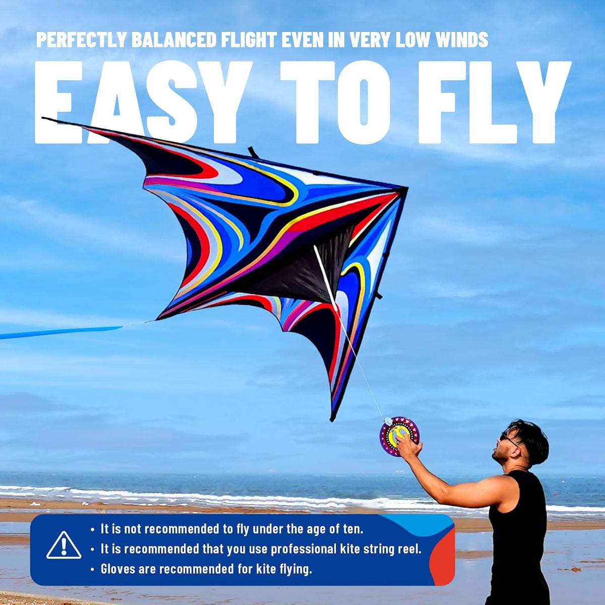 SGftre Delta Kite for Kids & Adults，Extremely Easy to Fly for Beginners，Kites for Beach Trip Park Family Outdoor Activities