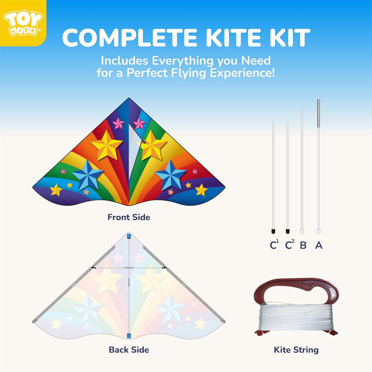 TOY Life Unicorn Kite for Kids – Large Easy to Fly Beach Kite with 50M String & Handle – Durable Nylon Outdoor Toy for Boys & Girls Ages 4-12 – Gift for Beach & Park Fun