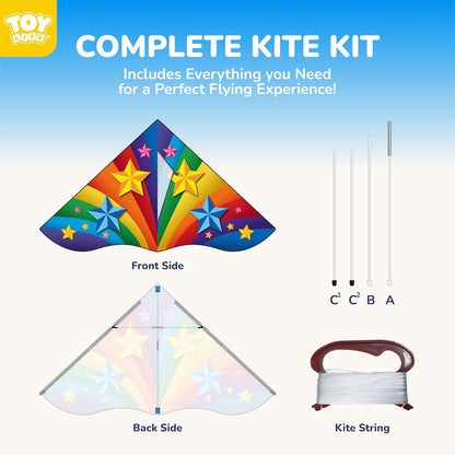 TOY Life Unicorn Kite for Kids – Large Easy to Fly Beach Kite with 50M String & Handle – Durable Nylon Outdoor Toy for Boys & Girls Ages 4-12 – Gift for Beach & Park Fun
