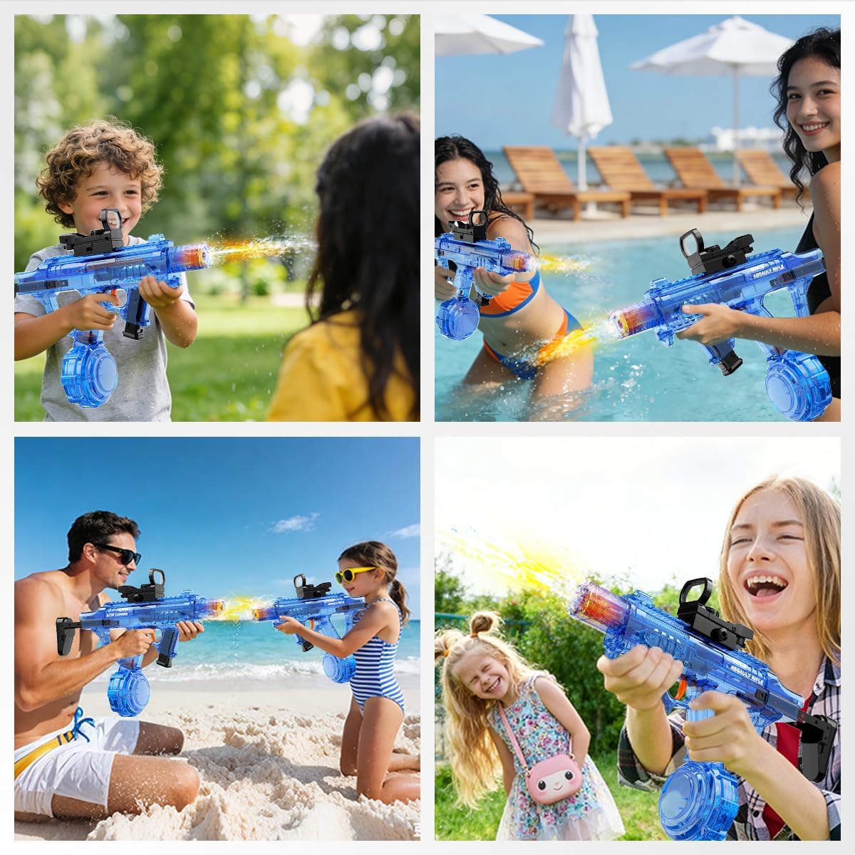 Electric Water Gun for Kids Adults, Automatic Squirt Gun with LED Light-Up Nozzle & Recoil Action, Large Capacity Tank, 33 FT Long Range,1200mAh Battery,Pool Beach Backyard Summer Toy, Blue