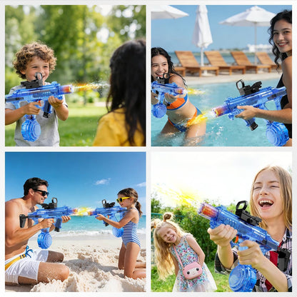 Electric Water Gun for Kids Adults, Automatic Squirt Gun with LED Light-Up Nozzle & Recoil Action, Large Capacity Tank, 33 FT Long Range,1200mAh Battery,Pool Beach Backyard Summer Toy, Blue