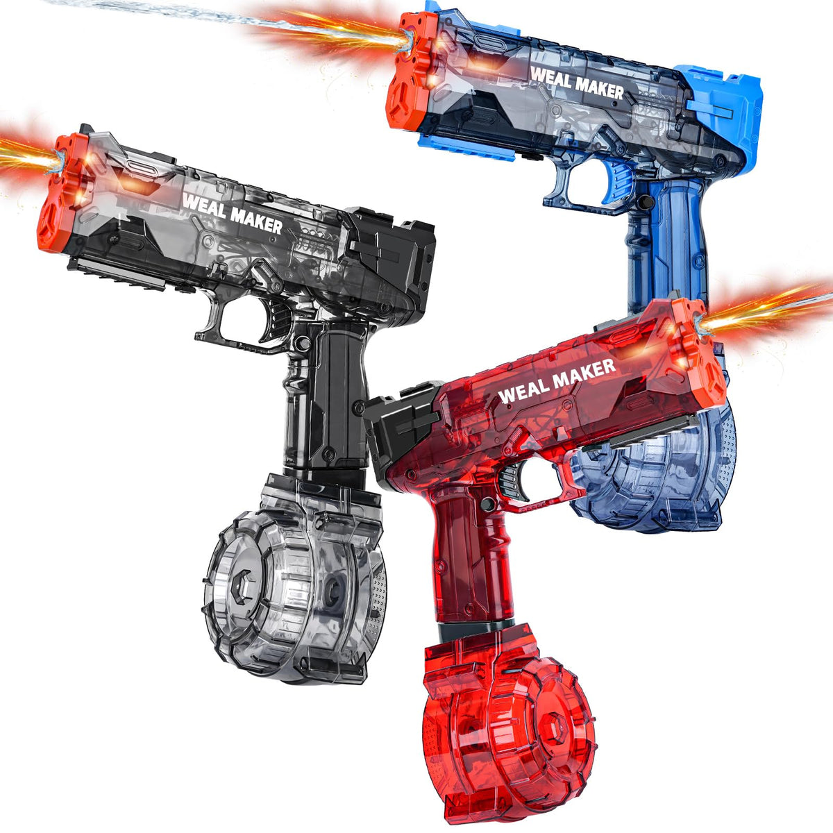 3Packs Electric Water Guns with LED Flash and USB-C Charging, Designed for Epic Aquatic Fun, Automatic Squirt Guns 25-30 FT Range, Outdoor Summer Toys for Backyard Water Theme Party Fun