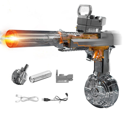 Electric Water Gun for Adults & Kids, Automatic Squirt Gun with 26 FT Range, Flashing Muzzle, USB Rechargeable Battery, 320cc Drum Reservoir, Outdoor Beach Pool Party Toys for Boys Girls