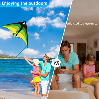 Large Delta Kite for Kids & Adults, Easy to Fly Kite with Line