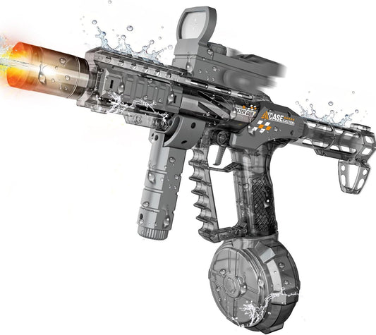 Electric Water Gun for Adults & Kids, Automatic Squirt Gun with 26 FT Range, Flashing Muzzle, USB Rechargeable Battery, 320cc Drum Reservoir, Outdoor Beach Pool Party Toys for Boys Girls
