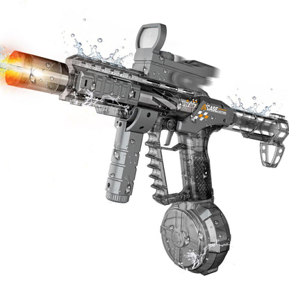 Electric Water Gun for Adults & Kids, Automatic Squirt Gun with 26 FT Range, Flashing Muzzle, USB Rechargeable Battery, 320cc Drum Reservoir, Outdoor Beach Pool Party Toys for Boys Girls