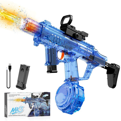 Electric Water Gun for Kids Adults, Automatic Squirt Gun with LED Light-Up Nozzle & Recoil Action, Large Capacity Tank, 33 FT Long Range,1200mAh Battery,Pool Beach Backyard Summer Toy, Blue