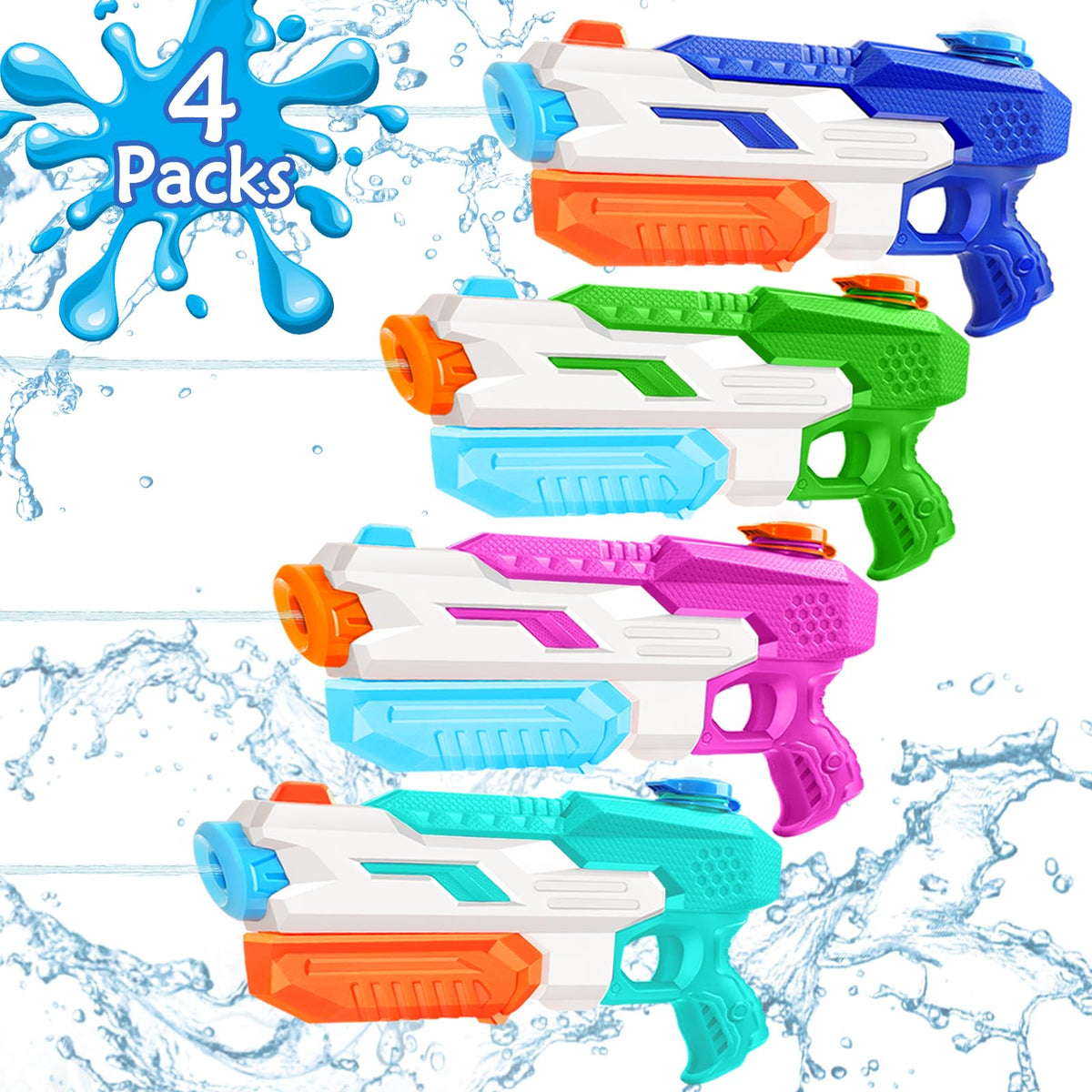 600cc Water Gun for Kids Adults：6 Pack Squirt Blasters Super Water Gun Soaker with Long Range High Capacity for Boys Girls Summer Swimming Pool Beach Outdoor Water Fighting Play Toys Party Favors