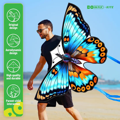 Butterflys for Kids, Beautiful Kite Easy to Fly for Beginners with 328 ft Line & Line Winder (Flower Butterfly Kite, 1)