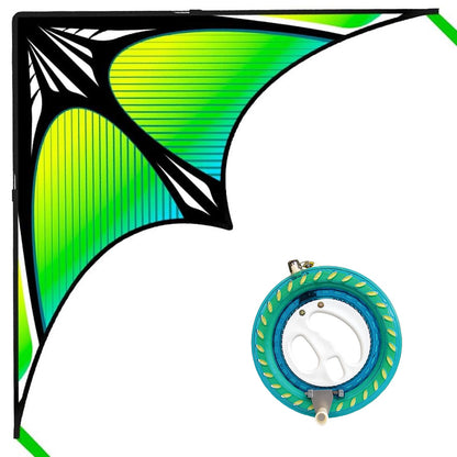 Large Beach Kite and Reel Winder with 650ft String for Kids and Adults, Single Line Kite, Extremely Easy to Fly for Beginners
