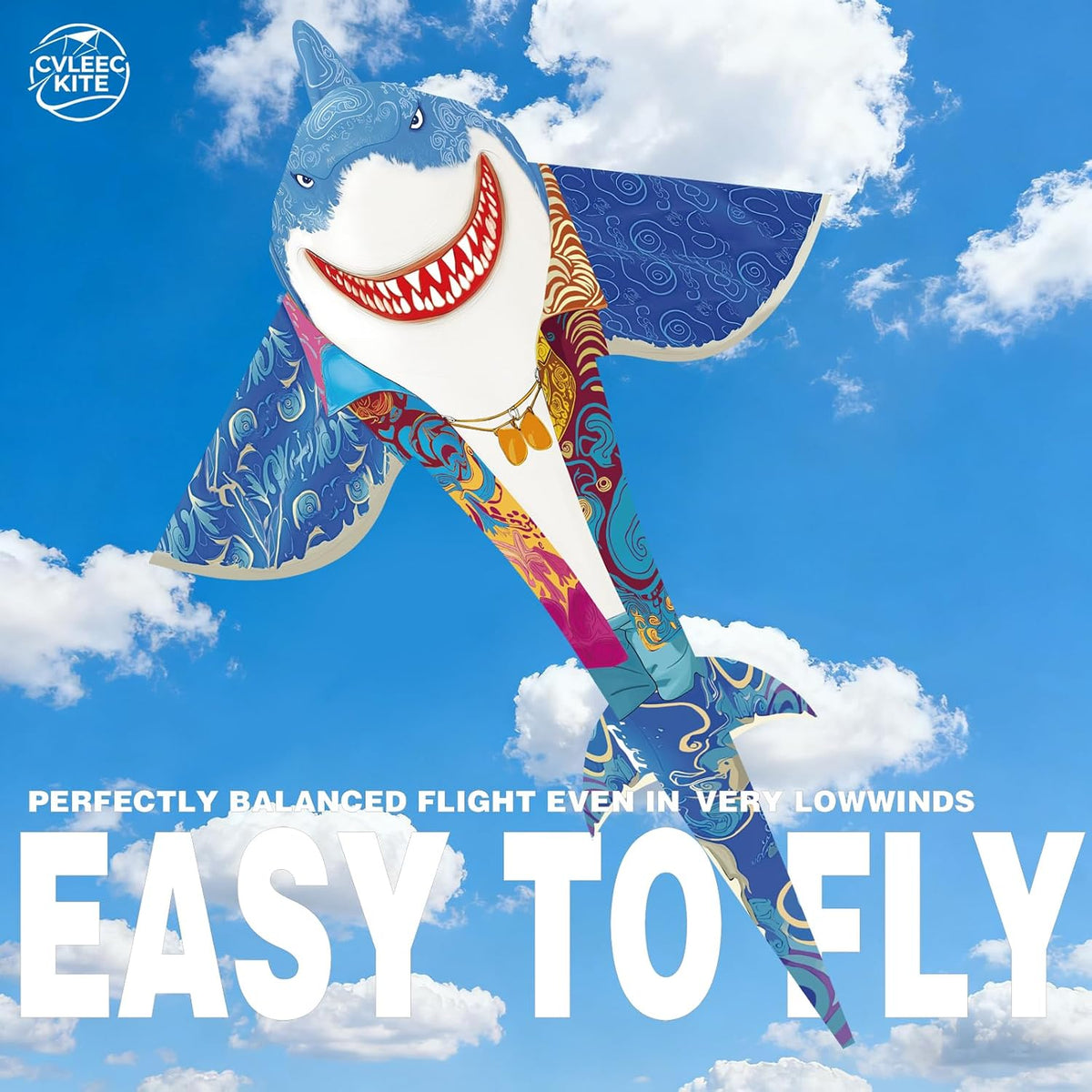 Shark Kite for Kids & Adults, Outdoor Kite, Perfect for Beginners, Easy to use, Ideal for Beaches, backyards, Grassy Areas