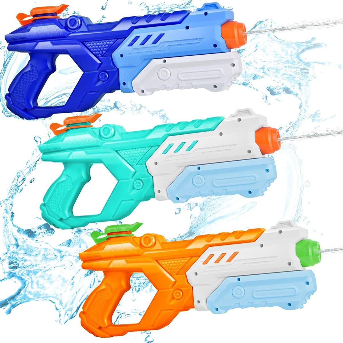 Quanquer 3 Pack Water Guns for Kids Adults - 600CC Squirt Water Toy Gun Super Blaster Soaker Long Range High Capacity Summer Swimming Beach Outdoor Water Fighting Play Pool Toys for Boys Girls (Blue)