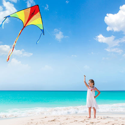 JOYIN 3 Packs Large Delta Kite Gradient Rainbow, Easy to Fly Huge for Kids and Adults, Large Delta Beach Kite for Outdoor Games and Activities