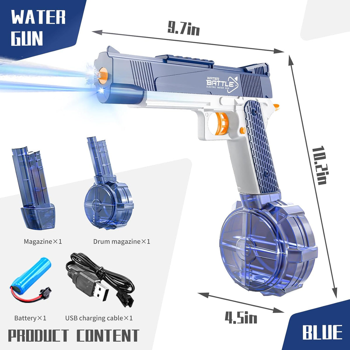 2 Pack Electric Water Gun, Water Guns for Adults, Magazine Large Capacity Automatic Water Gun, Toys for Pool, Beach, Outdoor Activities