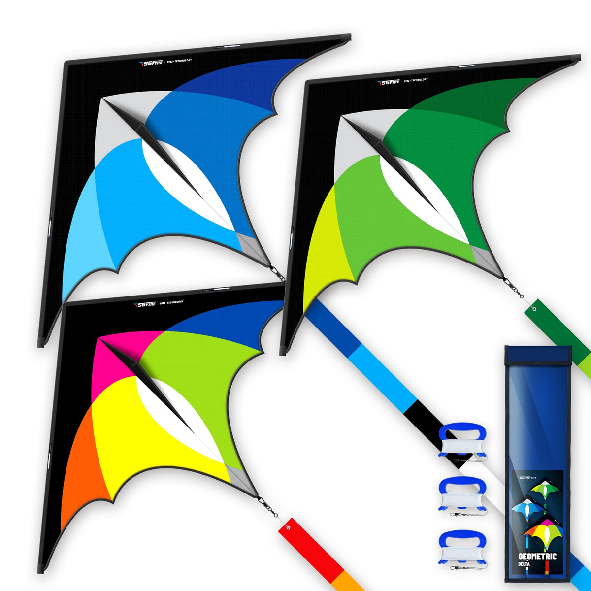 SGftre Delta Kite Three Set for Kids and Adults,Easy to Fly Adult Kites,Perfect Family Kite for Parks and Beach, Delta Kites for Fun Outdoor Activities