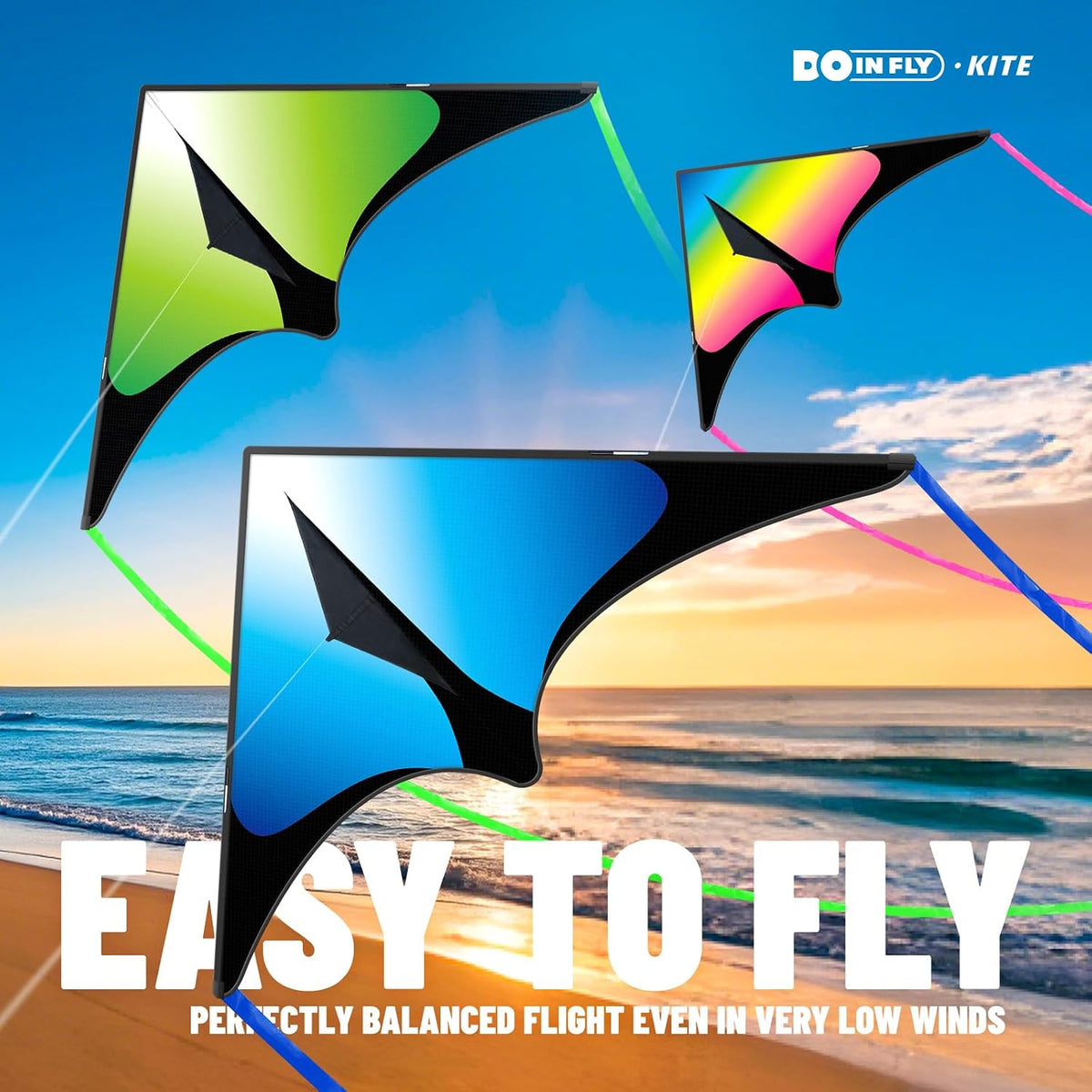Delta Kite for Kids & Adults, Extremely Easy to Fly Kite, Suitable for Family outings, Outdoor Games and activitie