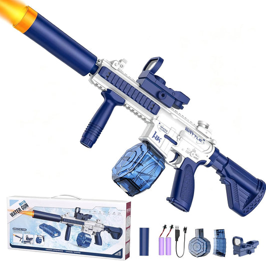 Electric Water Gun,Water Gun with Light Up,Automatic Squirt Gun Long Range Blaster Up to 32 FT,Outdoor Party Shooting Game Toy with 2 Water Tanks & 2 Batteries,Ideal Summer Gift for Kids & Adults.