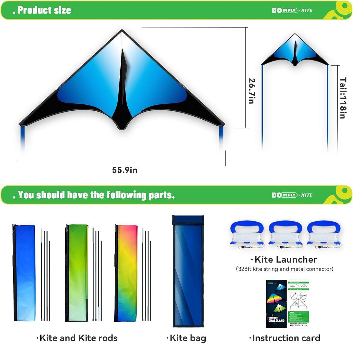 Delta Kite for Kids & Adults, Extremely Easy to Fly Kite, Suitable for Family outings, Outdoor Games and activitie