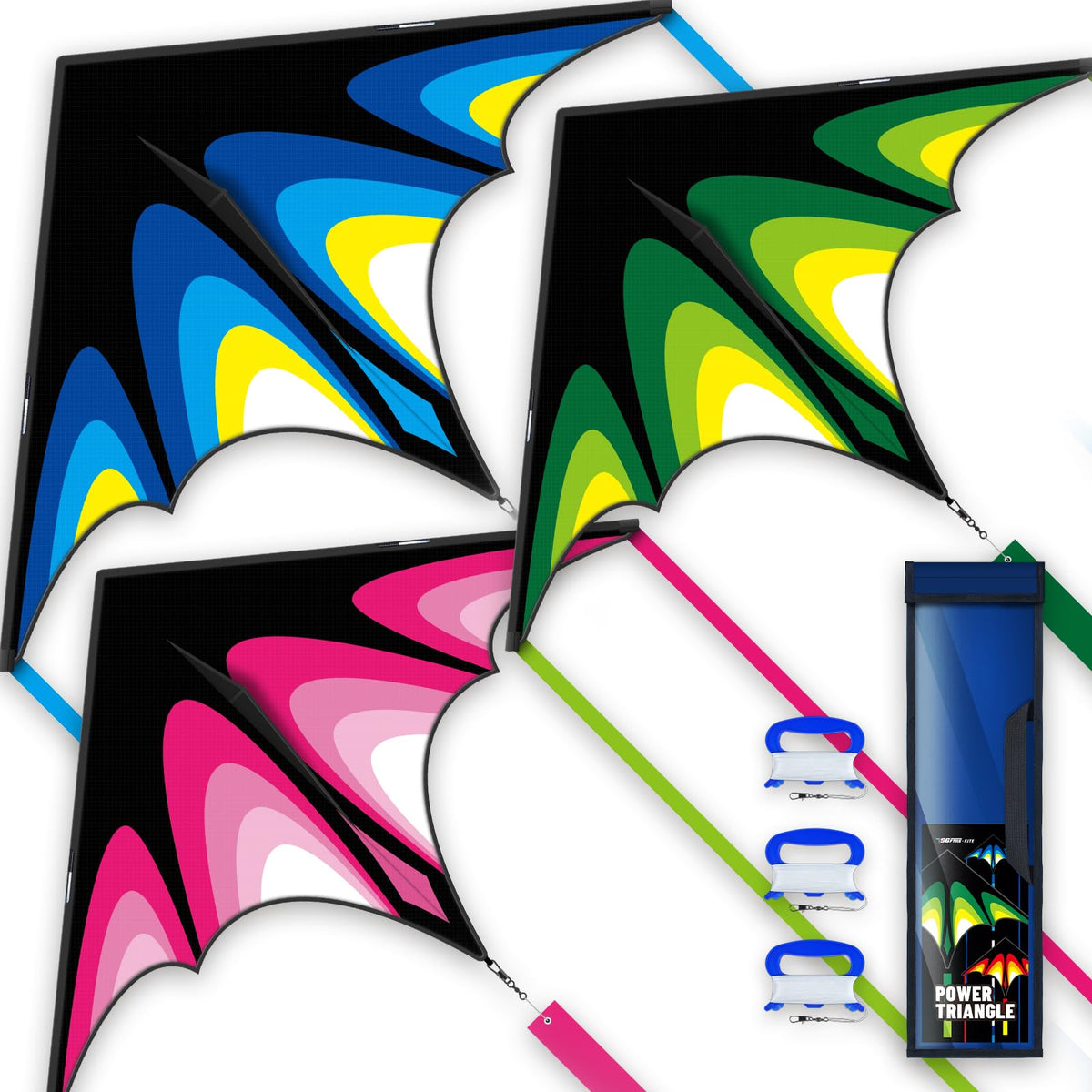 SGftre Delta Kite Three Set for Kids and Adults,Easy to Fly Adult Kites,Perfect Family Kite for Parks and Beach, Delta Kites for Fun Outdoor Activities