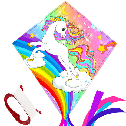 TOY Life Unicorn Kite for Kids – Large Easy to Fly Beach Kite with 50M String & Handle – Durable Nylon Outdoor Toy for Boys & Girls Ages 4-12 – Gift for Beach & Park Fun