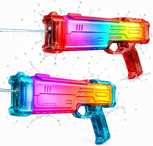 Electric Water Blasters Squirt Guns 2-Pack, LED, Rechargeable R/B