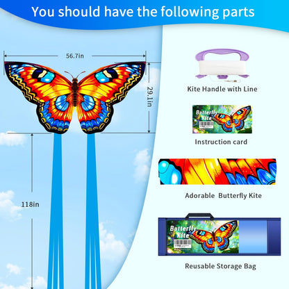 Xida Butterfly Kites for Kids and Adults Easy to Fly, Large Beach Kites