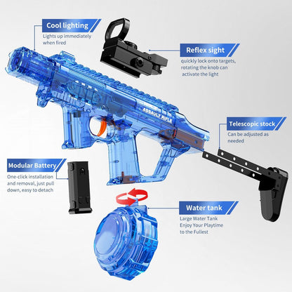 Electric Water Gun for Kids Adults, Automatic Squirt Gun with LED Light-Up Nozzle & Recoil Action, Large Capacity Tank, 33 FT Long Range,1200mAh Battery,Pool Beach Backyard Summer Toy, Blue