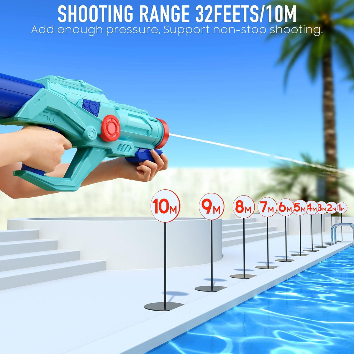 4-Pack Water Guns for Kids and Adults, Super Squirt Gun Water Soaker Blaster - Large Size - 32ft Shooting Range - High Capacity - Quick Refill - Fun Summer Outdoor Water Toys Gun for Boys Girls