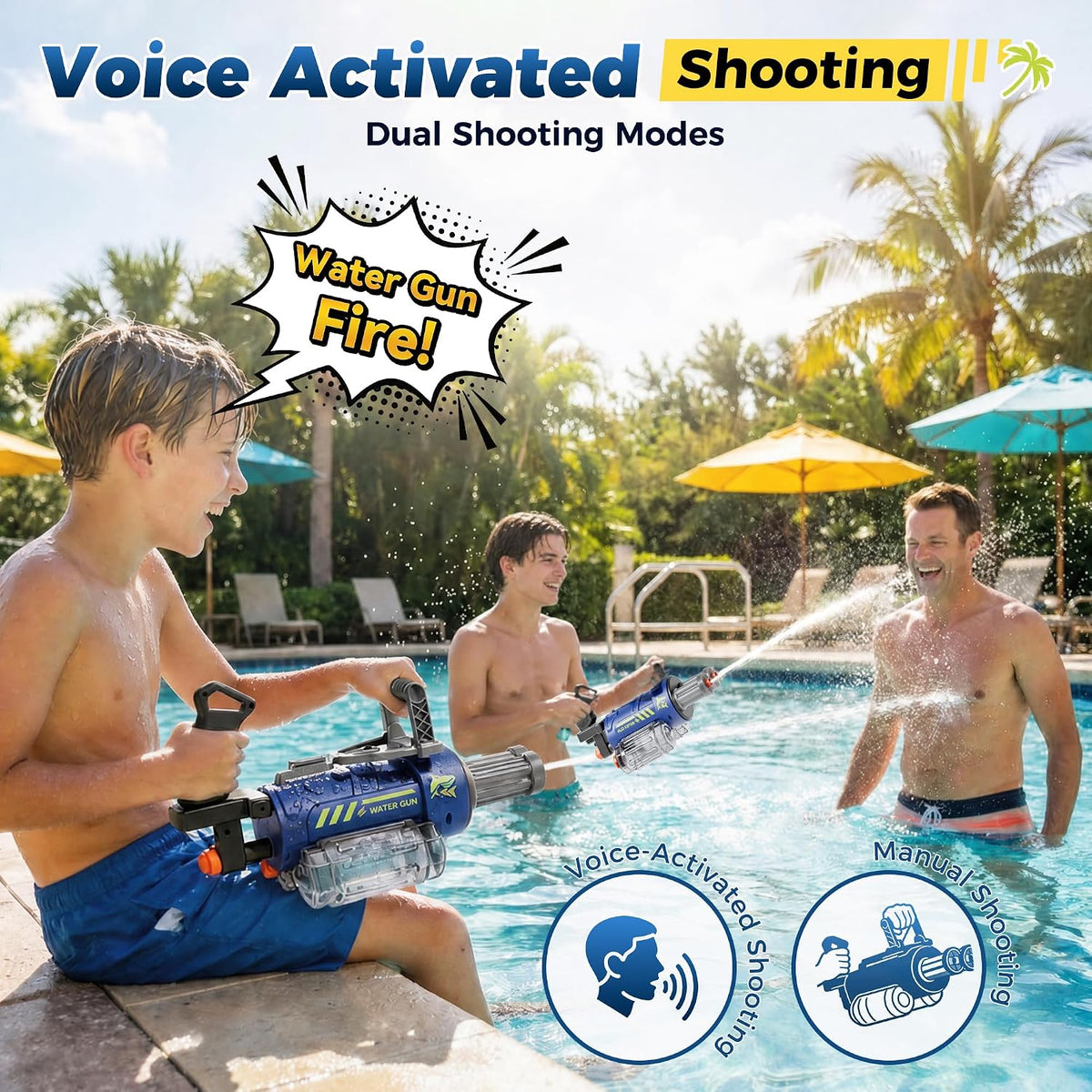 Electric Water Gun for Adults & Kids, Voice Control Automatic Water Guns