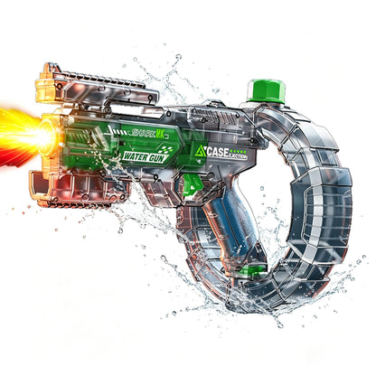 Mechanical Transforming Electric Water Gun - Automatic Water Blaster with Strobe Lights, Long Range & Mechanical Deformation, Outdoor Water Toy Gift Boys Girls (Blue)