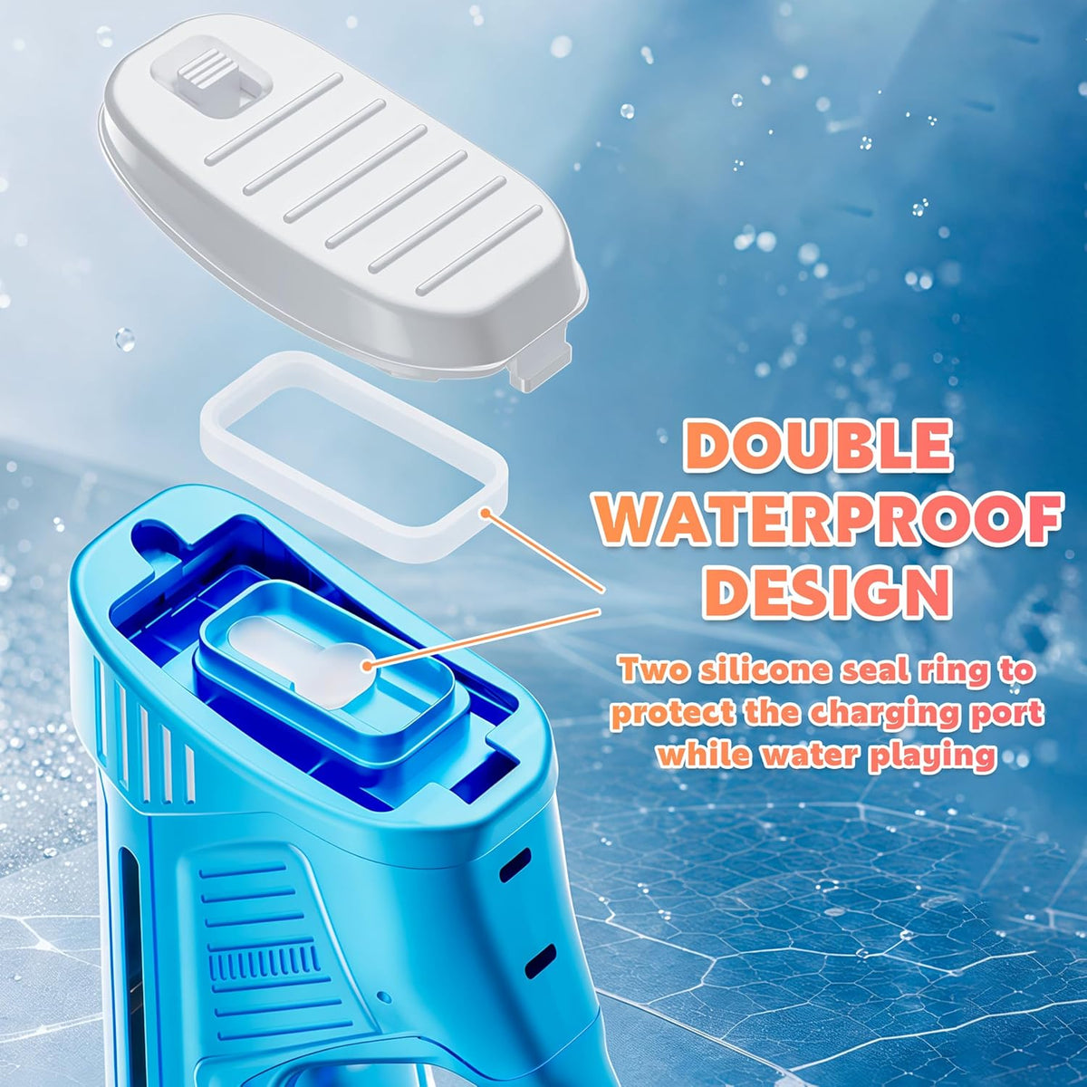 2 Pack Electric Water Guns for Adults Kids USB-C Charging Port, Automatic Powerful Squirt Gun, High Powered Shooting Blasts, Strongest Long Range Auto Water Blaster, Pool Toy (Blue+Red)